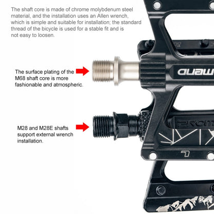 PROMEND PD-M28E 1 Pair Bicycle Aluminum Alloy DU Bearings Pedals with LED