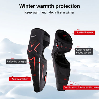 MOTOLSG 2 in 1 Knee Pads Motorcycle Bicycle Riding Warm Fleece Soft Protective Gear (Black White)