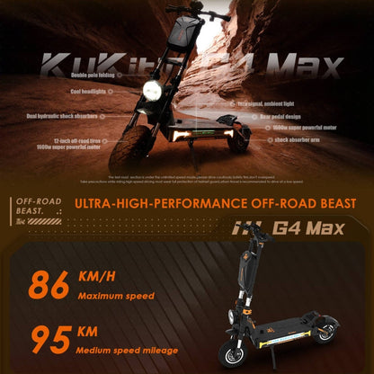 [EU Warehouse] Kukirin G4 Max 12 inch Tires 3200W 60V 35.2AH Three-speed Folding Electric Offroad Scooter with LED Display
