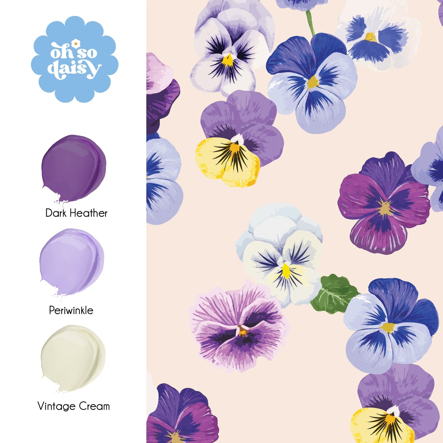 PANSY PARTY VINTAGE CREAM WALLPAPER