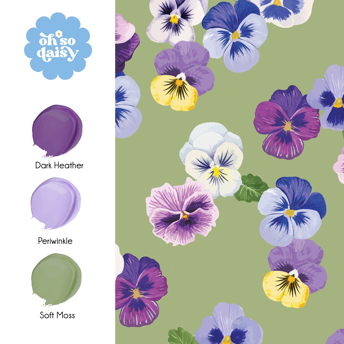 PANSY PARTY VINTAGE SOFT SAGE WALLPAPER
