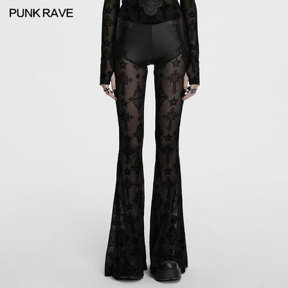Pantalon évasé Punk Rave Seraphina Cross Flocking