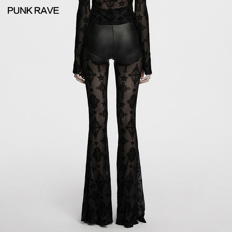 Pantalon évasé Punk Rave Seraphina Cross Flocking