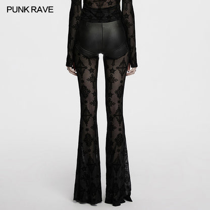 Pantalon évasé Punk Rave Seraphina Cross Flocking