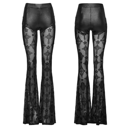 Pantalon évasé Punk Rave Seraphina Cross Flocking