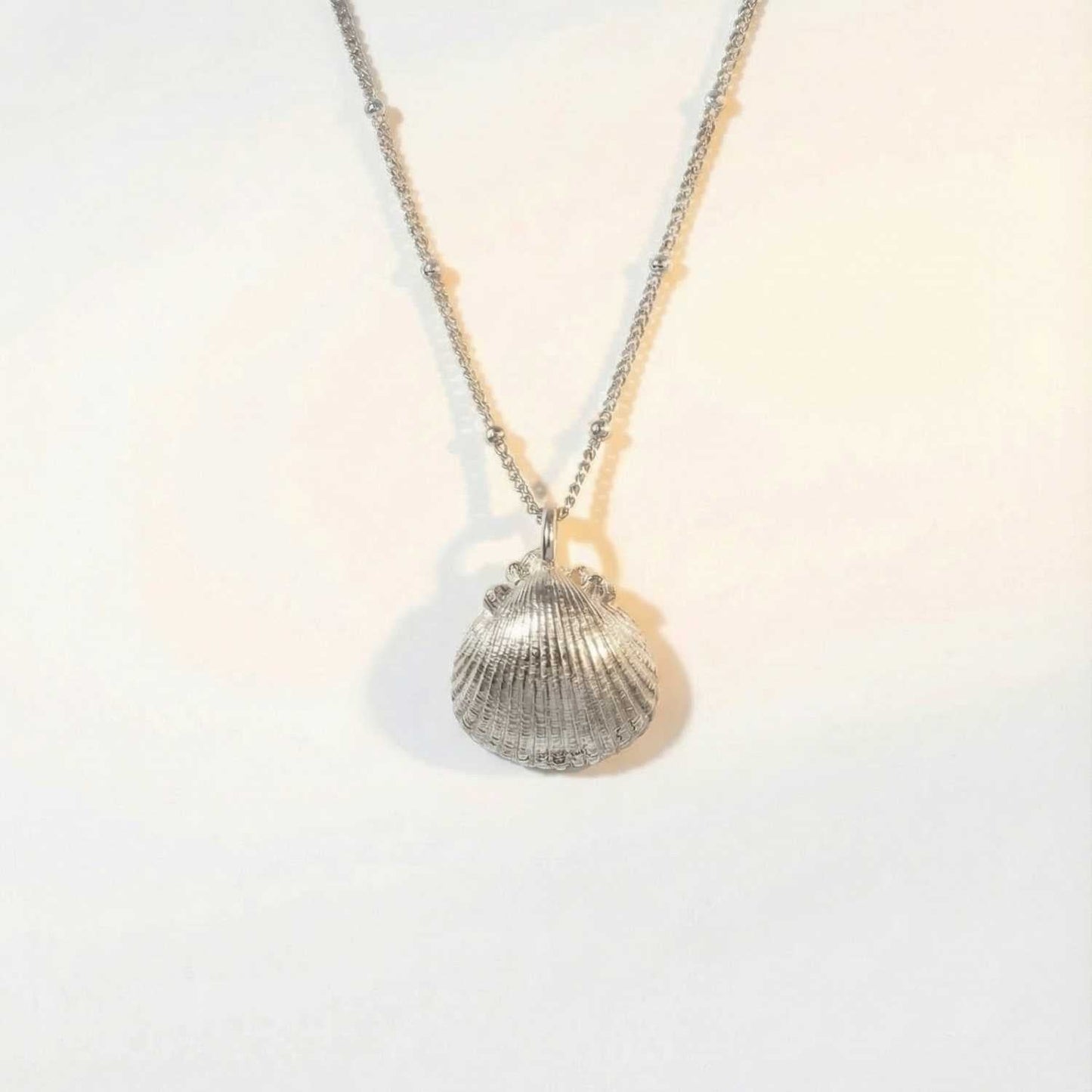 Ocean-Inspired Silver Seashell Necklace