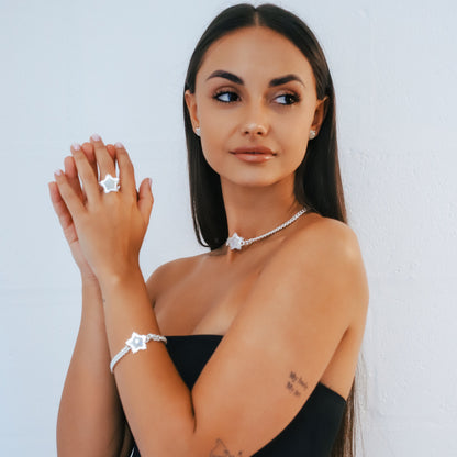 Odette Moonstone Spiky Star Choker Necklace | 925 Sterling Silver