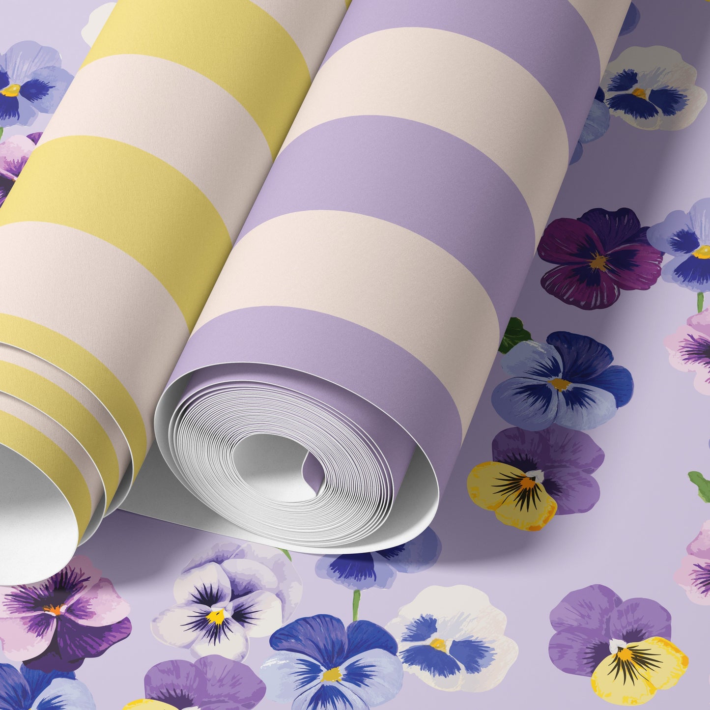 STATELY STRIPE LAVENDER CREAM WALLPAPER