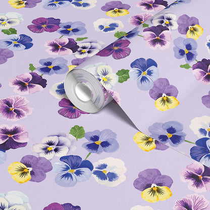 PANSY PARTY LILAC WALLPAPER