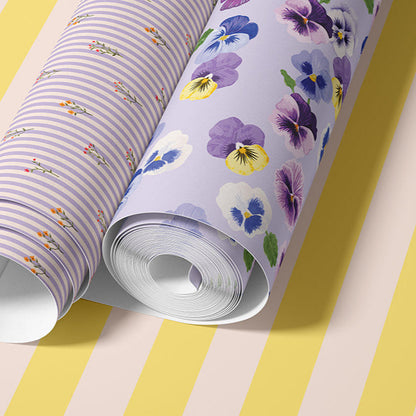 PANSY PARTY LILAC WALLPAPER