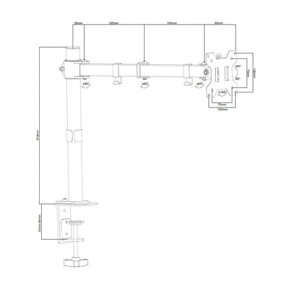 ProperAV Desk Monitor Mount 13" - 32" Swing Arm VESA Max 100x100