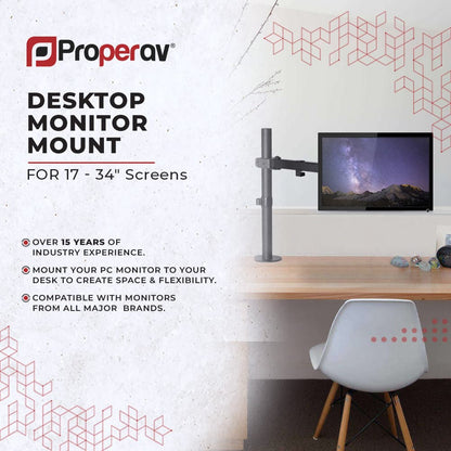 ProperAV Desk Monitor Mount 13" - 32" Swing Arm VESA Max 100x100