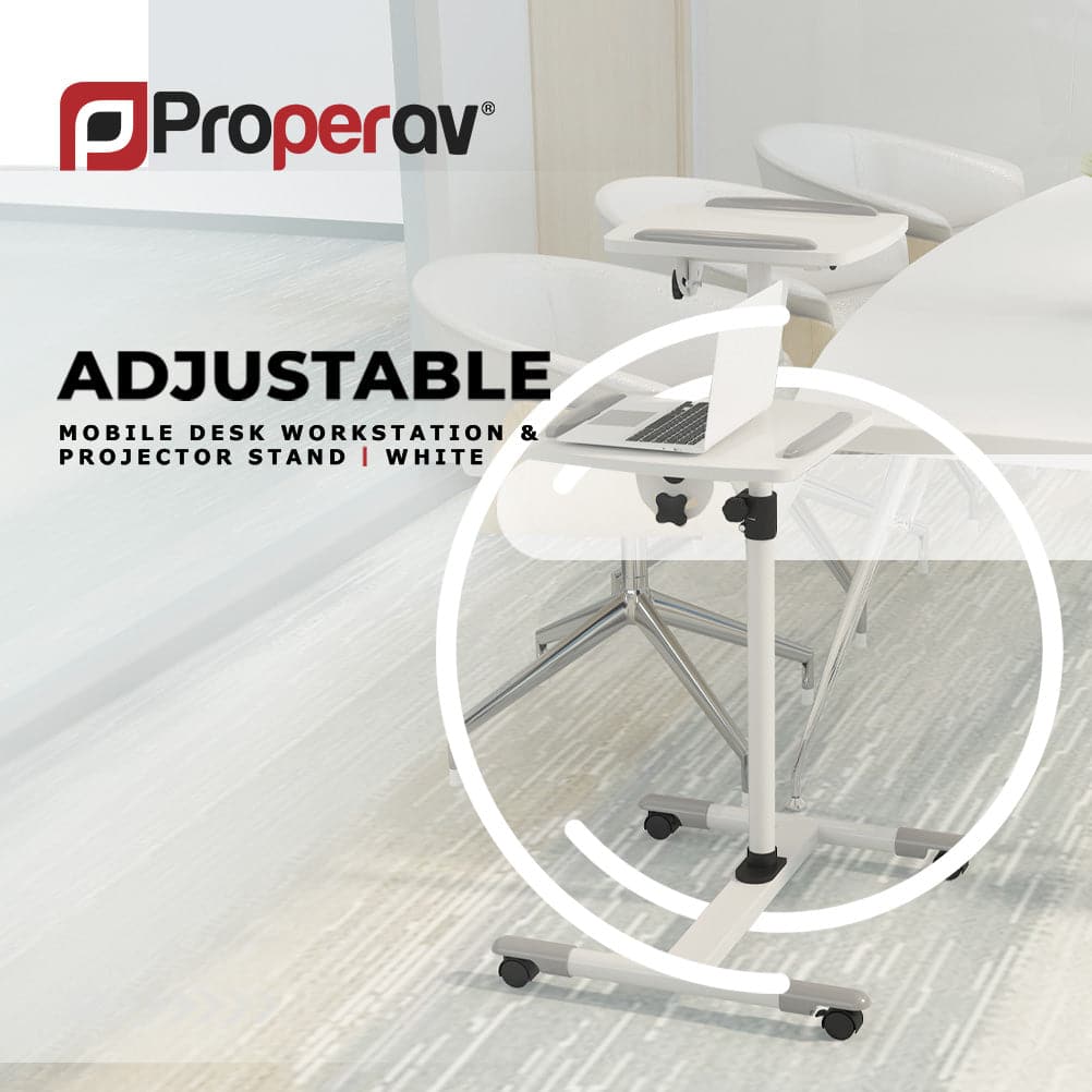 Station de travail mobile et support de projecteur ProperAV - Blanc