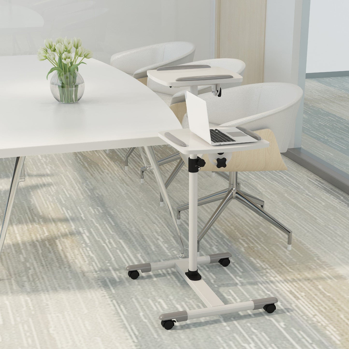 Station de travail mobile et support de projecteur ProperAV - Blanc