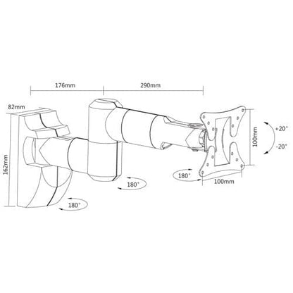 ProperAV TV Wall Bracket (19" - 28" / 30kg Capacity / VESA Max. 100x100) - White