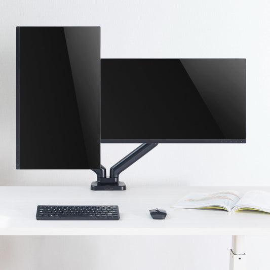 ProperAV Desk Monitor Mount 17" - 32" Dual Articulated Swing Arm VESA Max 100x100