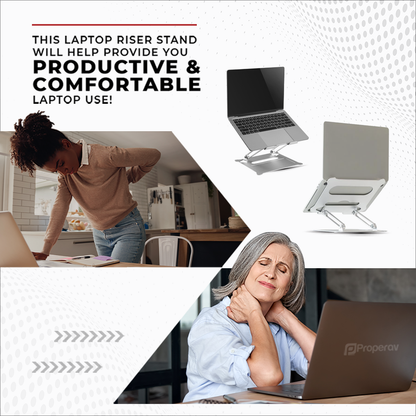 ProperAV Aluminium Construction Fully Adjustable Laptop or Tablet Stand - Silver