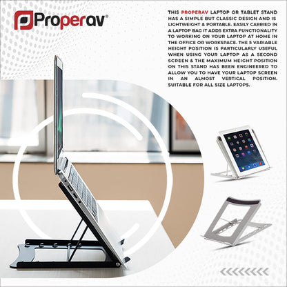 ProperAV Steel Construction Laptop or Tablet Stand with 5 Adjustable Settings