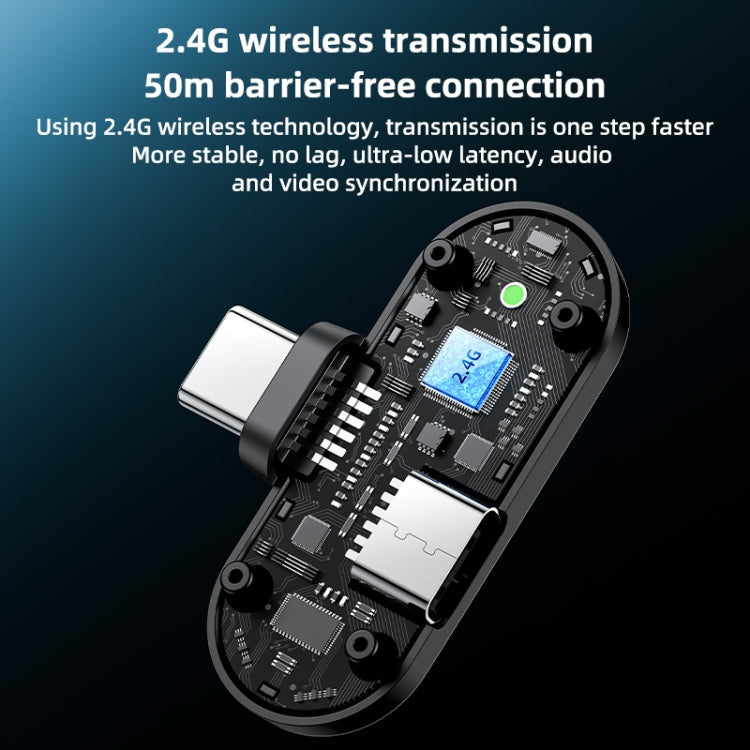 Microphone cravate sans fil 2 en 1 YESIDO KR17 avec récepteur Type-C et boîtier de charge