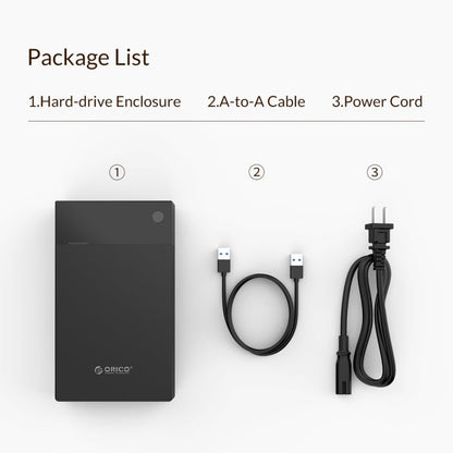 Boîtier de disque dur portable ORICO 3599U3 2,5 / 3,5 pouces USB3.0, prise américaine (noir)