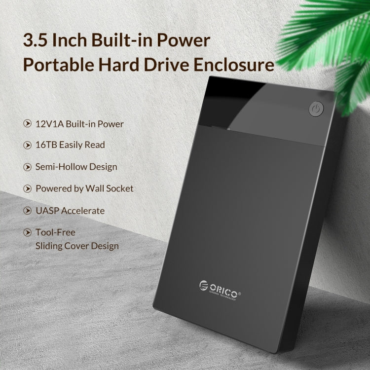 Boîtier de disque dur portable ORICO 3599U3 2,5 / 3,5 pouces USB3.0, prise américaine (noir)