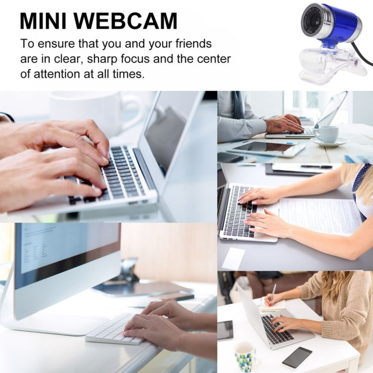 HXSJ A860 30fps 480P HD Webcam for Desktop / Laptop, with 10m Sound Absorbing Microphone, Length: 1.4m(Blue)