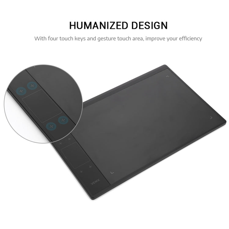 VEIKK A30 10x6 inch 5080 LPI Smart Touch Electronic Graphic Tablet, with Type-c Interface
