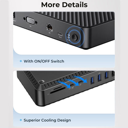ORICO DKA20-BK-BP Station d'accueil HUB Type-C 3.0 20 en 1 10 Gbit/s (prise britannique)