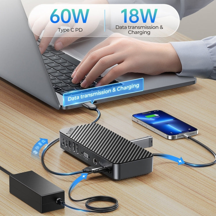 ORICO DKA20-BK-BP Station d'accueil HUB Type-C 3.0 20 en 1 10 Gbit/s (prise britannique)