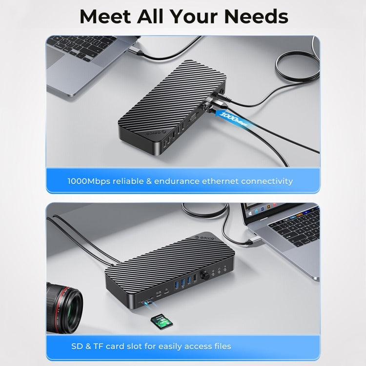 ORICO DKA20-BK-BP Station d'accueil HUB Type-C 3.0 20 en 1 10 Gbit/s (prise britannique)