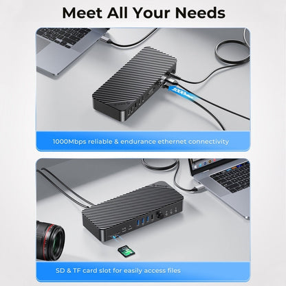 ORICO DKA20-BK-BP Station d'accueil HUB Type-C 3.0 20 en 1 10 Gbit/s (prise britannique)