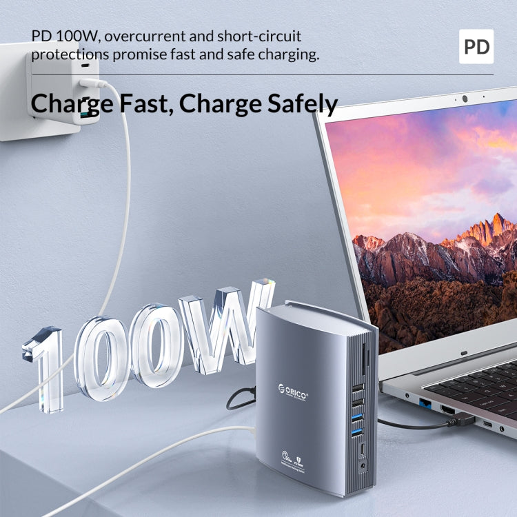 Station d'accueil HUB USB-C 15-en-1 ORICO CDH-15N-GY-BP