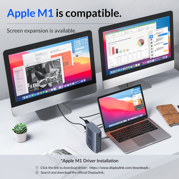 Station d'accueil HUB USB-C 15-en-1 ORICO CDH-15N-GY-BP