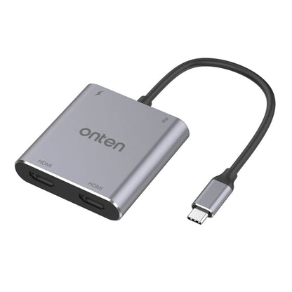 Onten 9175K Convertisseur vidéo HD 4K 4 en 1 USB-C / Type-C vers Double HDMI + USB 3.0 + Port de charge USB-C / Type-C PD3.0
