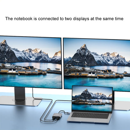 Onten 9175K Convertisseur vidéo HD 4K 4 en 1 USB-C / Type-C vers Double HDMI + USB 3.0 + Port de charge USB-C / Type-C PD3.0