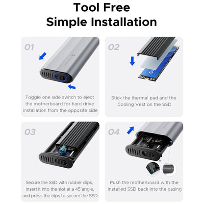 ORICO AXM2-G2-V1-GY-BP M.2 NVMe SSD Enclosure with Silicone Protective Case & Type-C+USB Cable