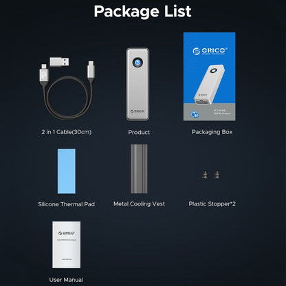ORICO OUM2-U4-GY-BP 40Gbps M.2 SSD Enclosure with Type-C+USB Cable