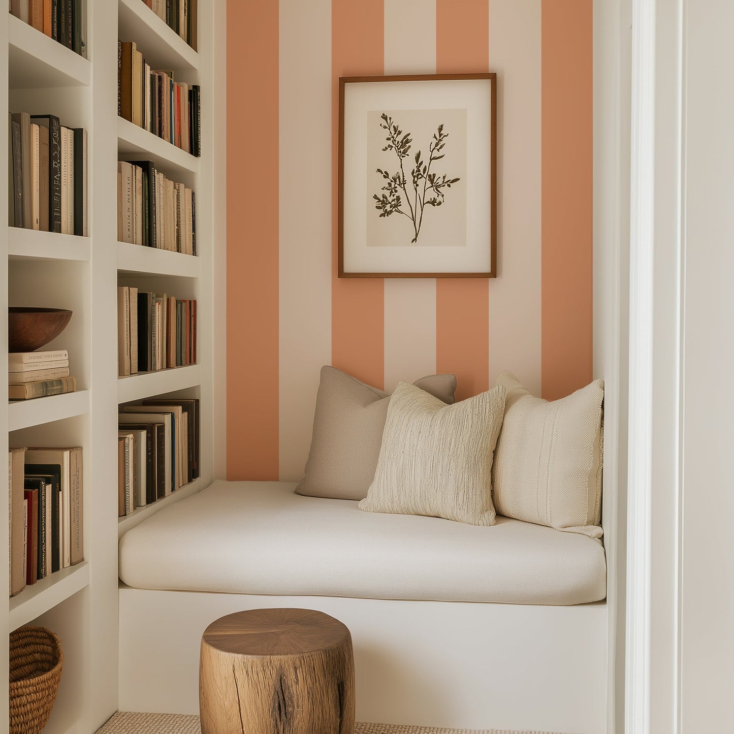 STATELY STRIPE PEACHES AND CREAM WALLPAPER