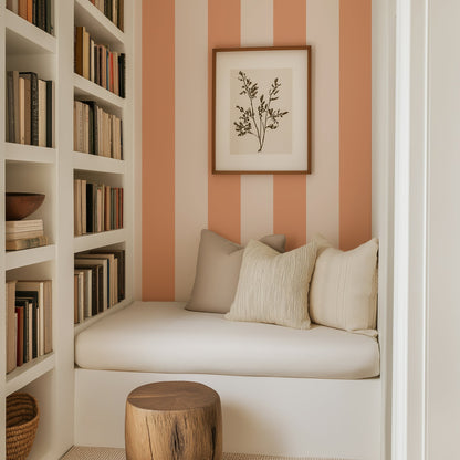 STATELY STRIPE PEACHES AND CREAM WALLPAPER