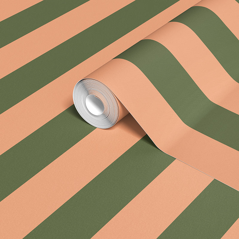STATELY STRIPE PEACHES AND FERN WALLPAPER