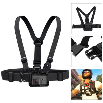 [US Warehouse] PULUZ 53 in 1 Accessories Total Ultimate Combo Kits (Chest Strap + Suction Cup Mount + 3-Way Pivot Arms + J-Hook Buckle + Wrist Strap + Helmet Strap + Extendable Monopod + Surface Mount ...  for GoPro, Insta360, DJI and Other Action Cameras