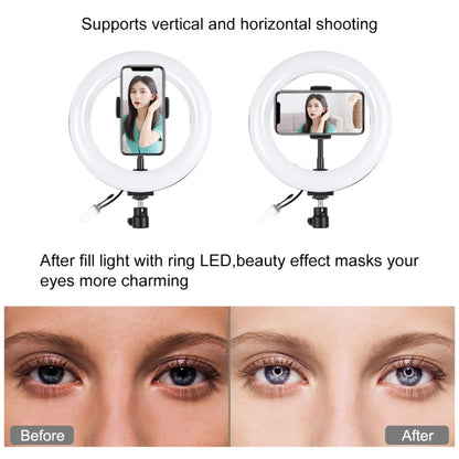 PULUZ 7.9 inch 20cm RGBW Light + Round Base Desktop Mount Dimmable LED Dual Color Temperature LED Curved Light Ring Vlogging Selfie Photography Video Lights with Phone Clamp(Black)