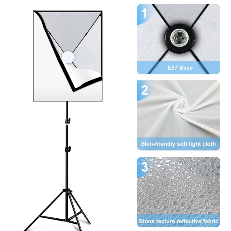 PULUZ Softbox Lighting Kit 2 PCS 50x70cm Professional Photo Studio Photography Light Equipment with 2 x 220V E27 Socket Bulb Photography Lighting Kit(EU Plug)