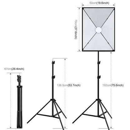 PULUZ Softbox Lighting Kit 2 PCS 50x70cm Professional Photo Studio Photography Light Equipment with 2 x 220V E27 Socket Bulb Photography Lighting Kit(US Plug)
