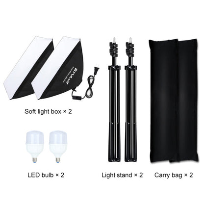 PULUZ Softbox Lighting Kit 2 PCS 50x70cm Professional Photo Studio Photography Light Equipment with 2 x 220V E27 Socket Bulb Photography Lighting Kit(US Plug)