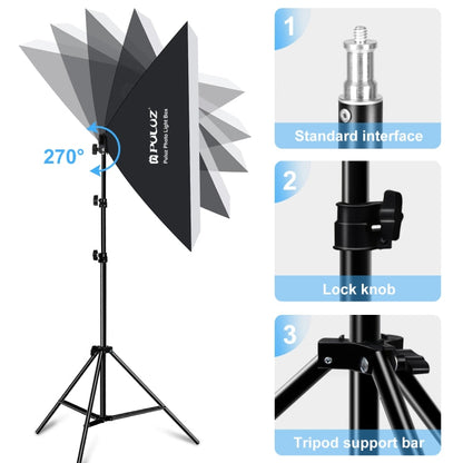 PULUZ Softbox Lighting Kit 2 PCS 50x70cm Professional Photo Studio Photography Light Equipment with 8 x E27 20W E27 Socket Bulb Photography Lighting Kit for Filming Portrait Shooting / Fashion Advertising Photography(EU Plug)