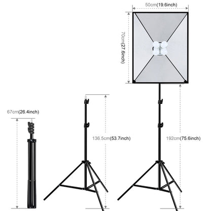 PULUZ Softbox Lighting Kit 2 PCS 50x70cm Professional Photo Studio Photography Light Equipment with 8 x E27 20W E27 Socket Bulb Photography Lighting Kit for Filming Portrait Shooting / Fashion Advertising Photography(US Plug)