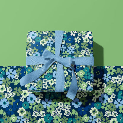 PRIMROSE PATH PISTACHIO NAVY GIFT WRAP SHEET