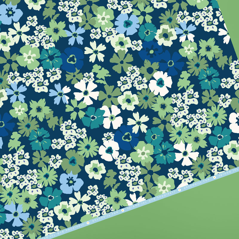 PRIMROSE PATH PISTACHIO NAVY GIFT WRAP SHEET