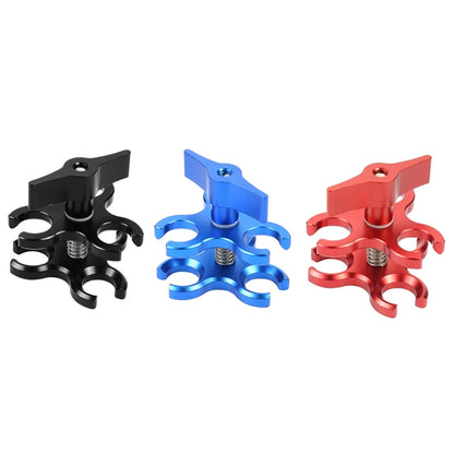 PULUZ Triple Ball Clamp Open Hole Diving Camera Bracket CNC Aluminum Spring Flashlight Clamp for Diving Underwater Photography System(Red)